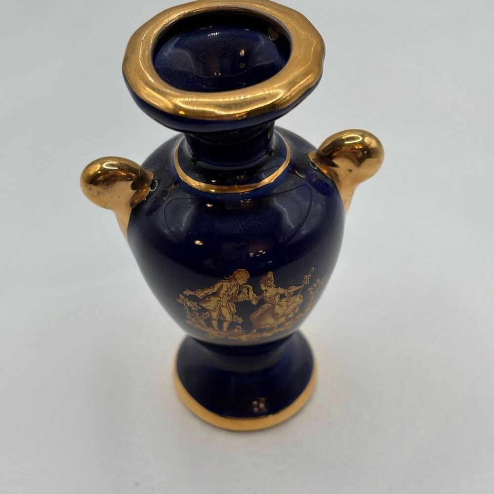 Limoges France Cobalt Blue Vase Vintage